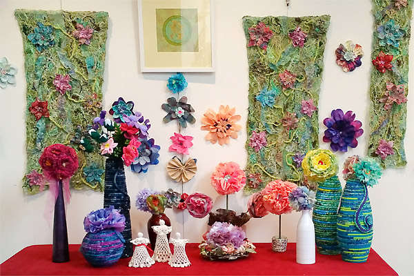 Christmas textile art floral display