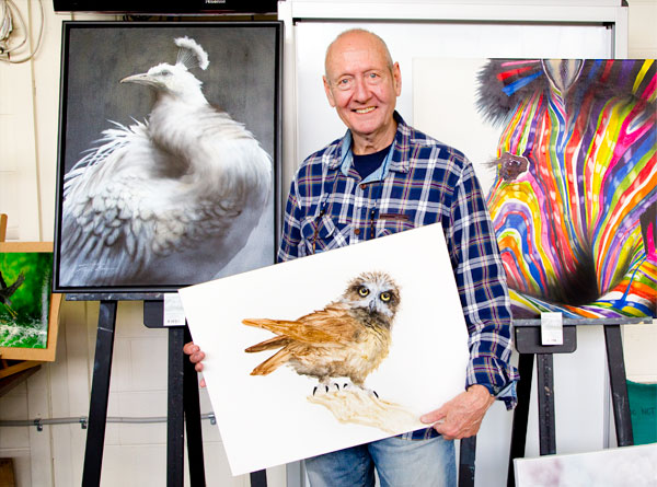 Paul Margocsy with completed owl painting