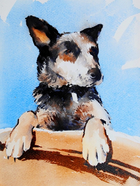 Malcolm Beattie, watercolour painting of a dog
