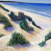 "Coffin Bay National Park" - pastel painting of sand dunes and seashore, by Barbara O'Brien