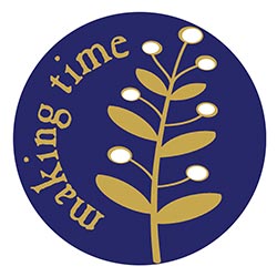 Making Time Logo - gold and white branch with leaves and the text 