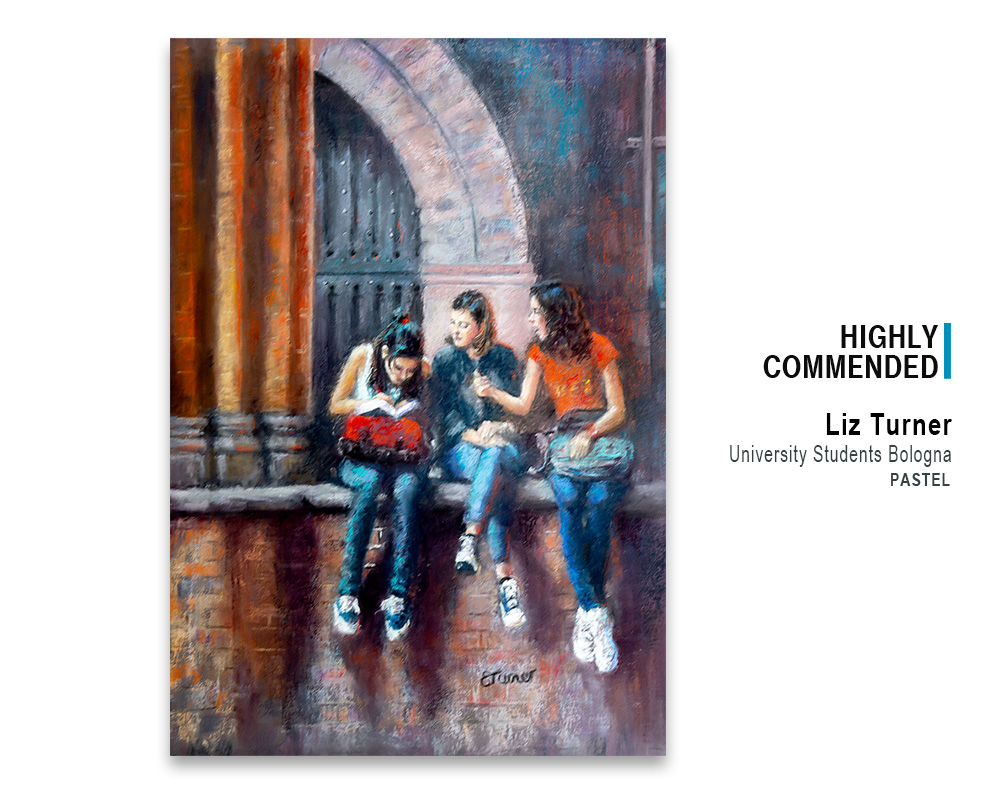 'University Students Bologna', pastel by Liz Turner, winner Highly Commended, 2022 Spring Art Show