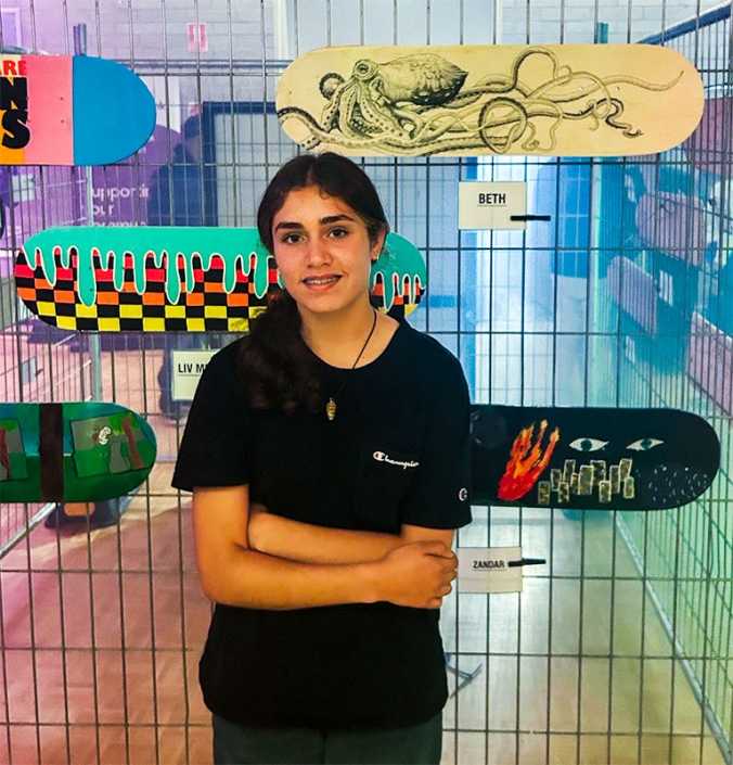 Drift Rolling Canvas Exhibition 2023 - decorated skateboards with artist