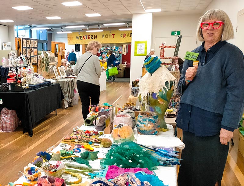 Jillian Schneider from the Peninsula Arts Textile Group, at Hastings Craft Expo