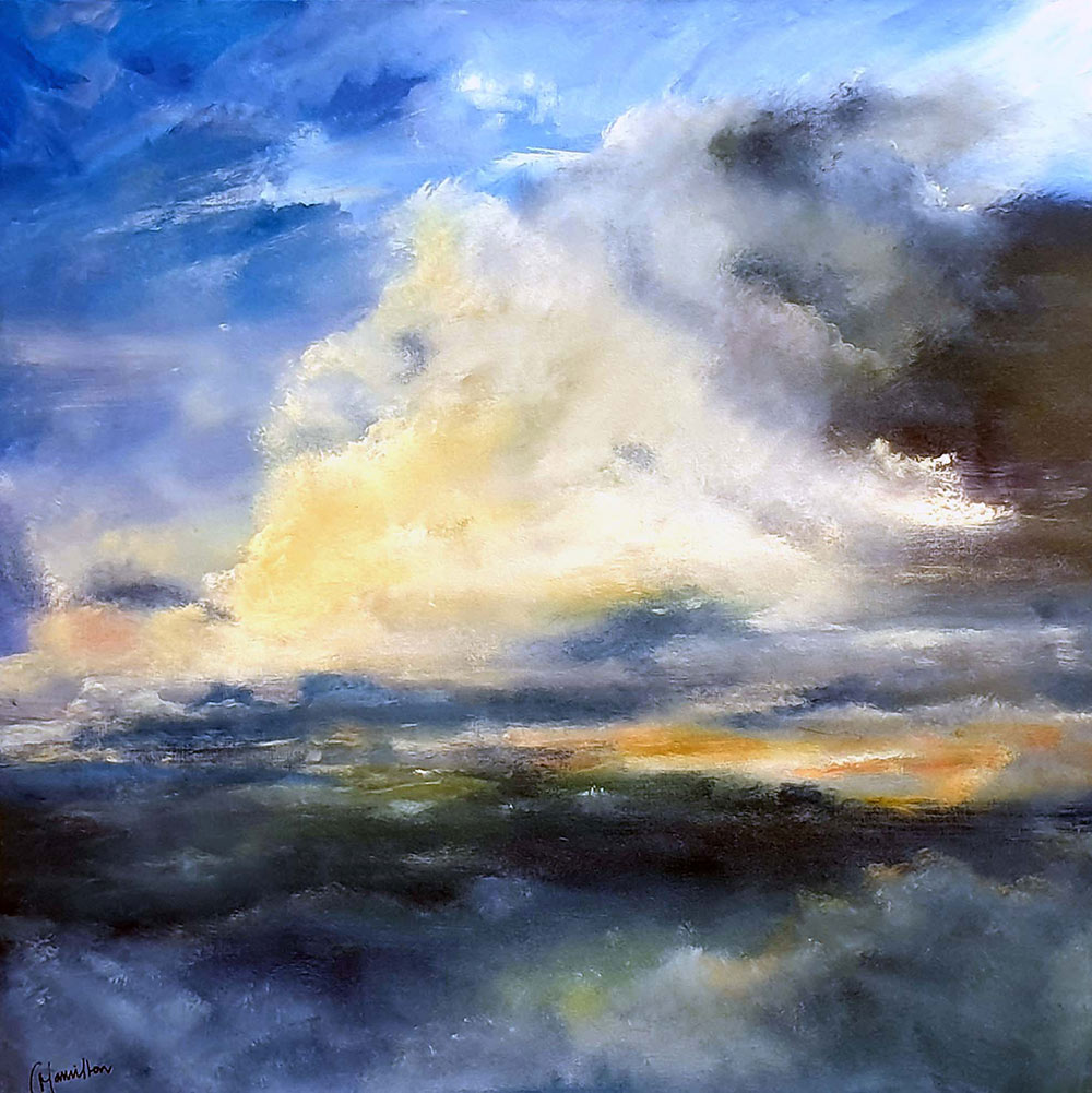 Tempestuous Light - pcrylic painting of stormy sky and sea, by Catherine Hamilton