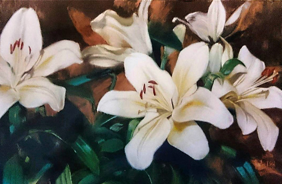 Painting of white lillies by Paola Ditel