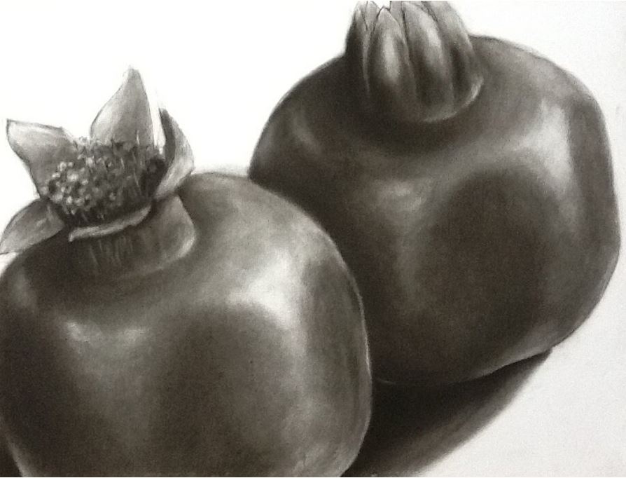 Jan Prislin-Planinc - Pomegranates - charcoal on Arches paper 60 x 84cm