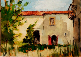 Oil painting of a Tuscan villa by Malcolm Beattie