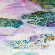 Lily pad textures created with scrunched wax paper