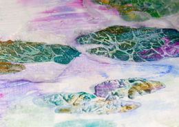 Lily pad textures created with scrunched wax paper