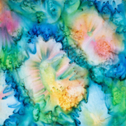 Salted sandwich technique - end result. Multi-coloured abstract floral-like pattern.