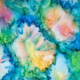 Salted sandwich technique - end result. Multi-coloured abstract floral-like pattern.